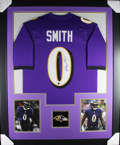 Roquan Smith framed autographed purple jersey "Tower Style"