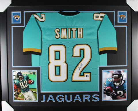 Jimmy Smith framed autographed teal jersey "Skyline Style"