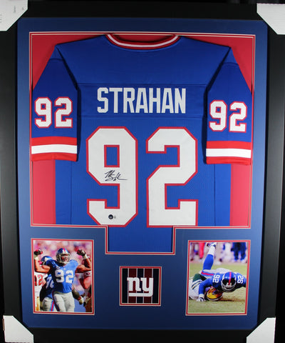 Michael Strahan framed autographed blue jersey "Tower Style"