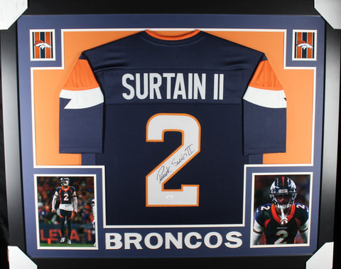 Patrick Surtain II framed autographed blue jersey "Skyline Style"