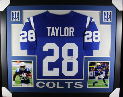 Jonathan Taylor framed autographed blue jersey "Skyline Style"
