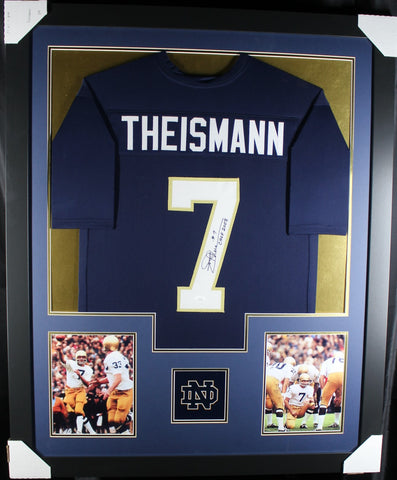 Joe Theismann framed autographed college blue jersey "CHOF 2003" Inscribed "Tower Style"