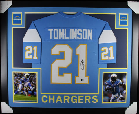 Ladainian Tomlinson framed autographed powder blue jersey "Skyline Style"