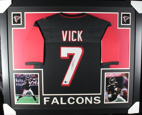 Michael Vick framed autographed black jersey "Skyline Style"
