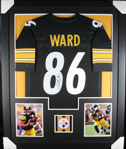 Hines Ward framed autographed black jersey "Tower Style"