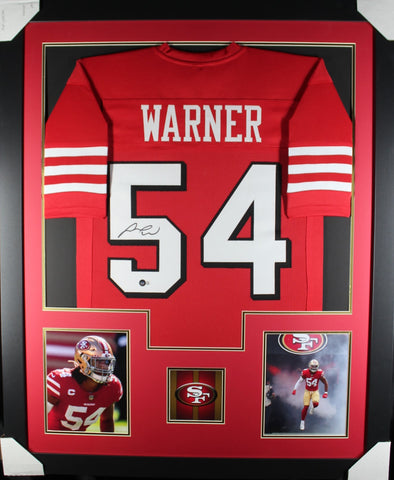 Fred Warner framed autographed red jersey "Tower Style"