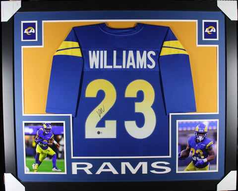 Kyren Williams framed autographed navy jersey "Skyline Style"