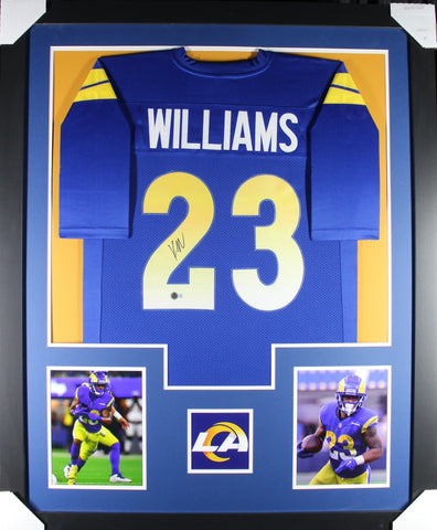 Kyren Williams framed autographed navy jersey "Tower Style"