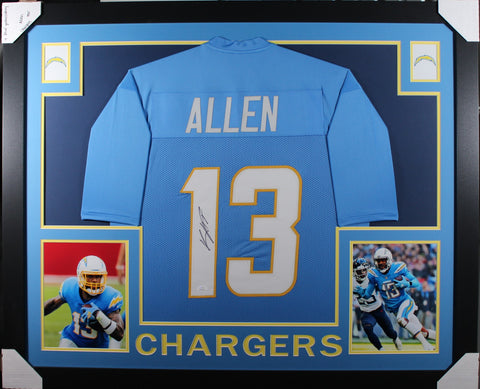 keenan-allen-framed-autographed-light-blue-jersey