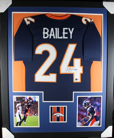 Champ Bailey framed autographed blue jersey "Tower Style"