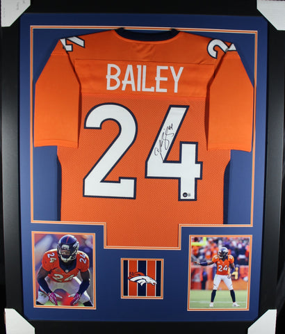 Champ Bailey framed autographed orange jersey "Tower Style"