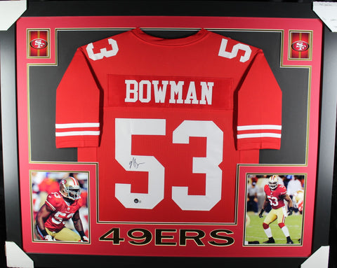 Navorro Bowman framed autographed red jersey "Skyline Style"