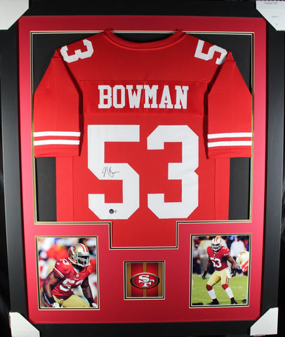 Navorro Bowman framed autographed red jersey "Tower Style"