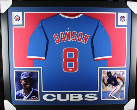 Andre Dawson framed autographed blue jersey "Skyline Style"