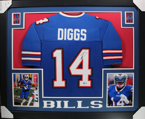 Stefon Diggs framed autographed blue jersey "Skyline Style"