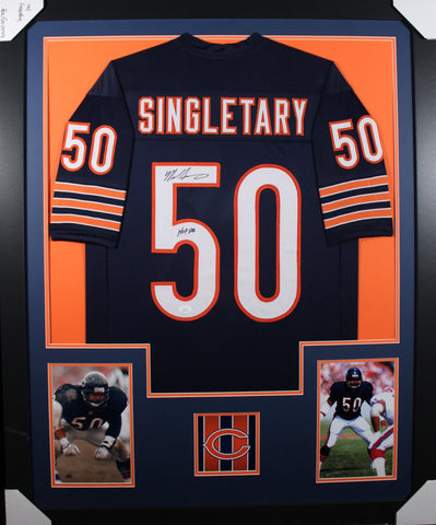 mike-singletary-framed-autographed-blue-jersey