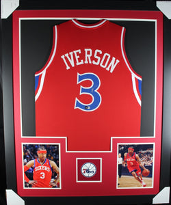 Allen Iverson framed autographed red jersey "Tower Style"
