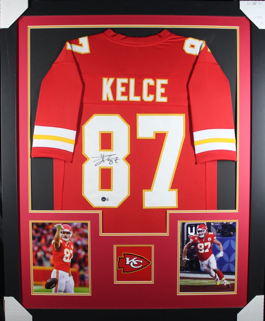 Travis Kelce Autographed Red Kansas City Jersey - Beautifully Matted and  Framed - Hand Signed By Kelce and Certified Authentic by Beckett - Includes