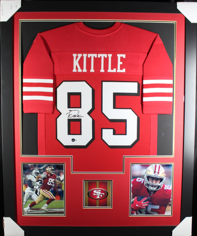 george-kittle-framed-autographed-red-jersey