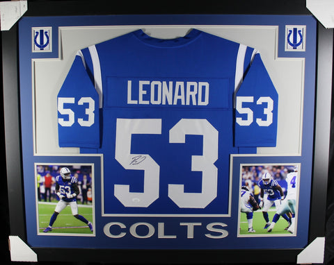 Shaquille Leonard framed autographed blue jersey "Skyline Style"