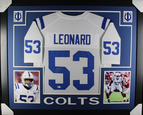 Shaquille Leonard framed autographed white jersey "Skyline Style"