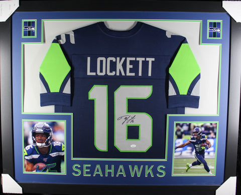 Tyler Lockett framed autographed blue jersey "Skyline Style"