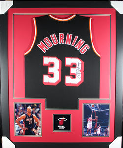 Alonzo Mourning framed autographed black jersey "Tower Style"