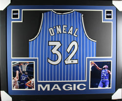Shaquille O'Neal framed autographed blue jersey "Skyline Style"