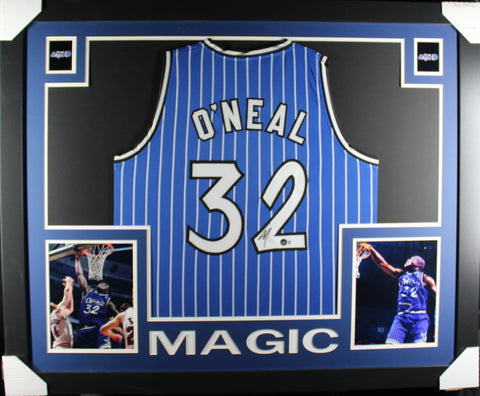 Shaquille O'Neal framed autographed blue jersey "Skyline Style"