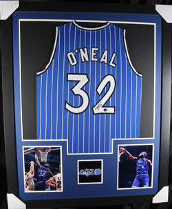 Shaquille O'Neal framed autographed blue jersey "Tower Style"