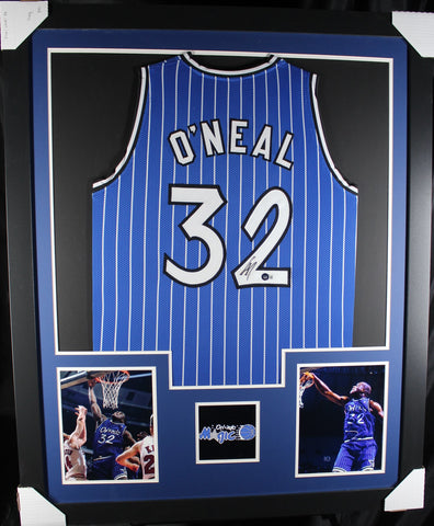 Shaquille O'Neal framed autographed blue jersey "Tower Style"