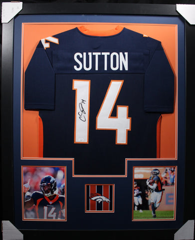 courtland-sutton-framed-autographed-blue-jersey