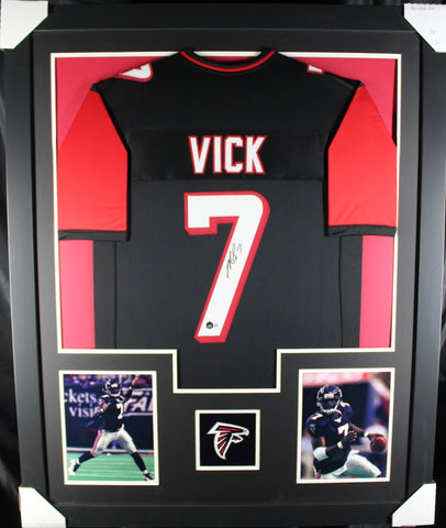 Michael Vick framed autographed black jersey "Tower Style"