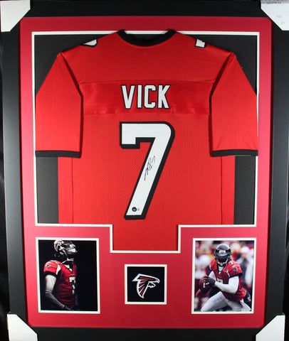 Michael Vick framed autographed red jersey "Tower Style"