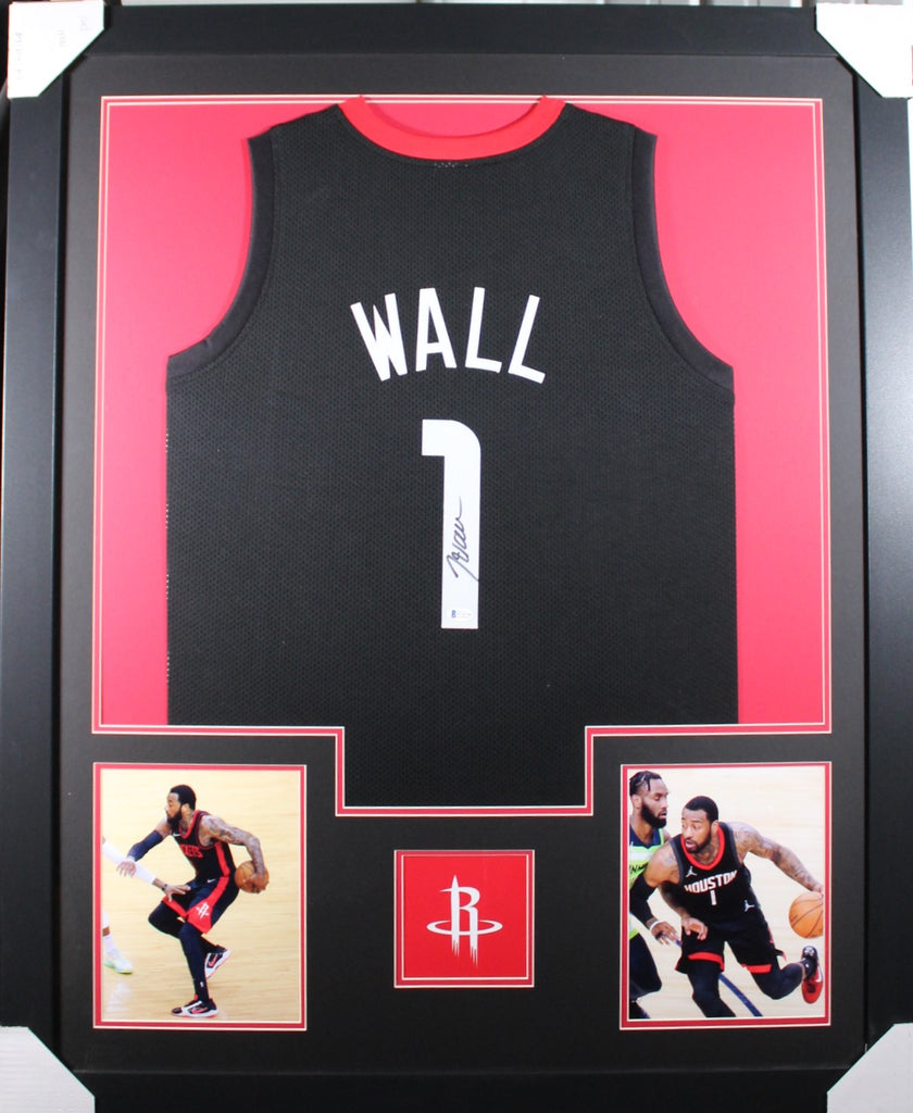 John Wall framed autographed black jersey