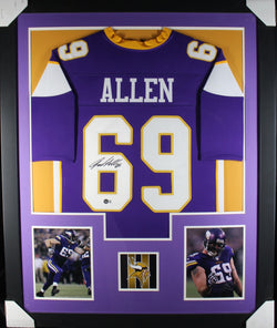 Jared Allen framed autographed purple jersey
