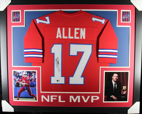 Josh Allen - NFL MVP -  framed autographed red jersey "Skyline Style"