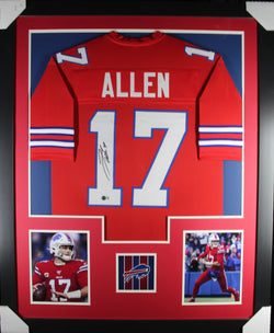 Josh Allen framed autographed red jersey "Tower Style"