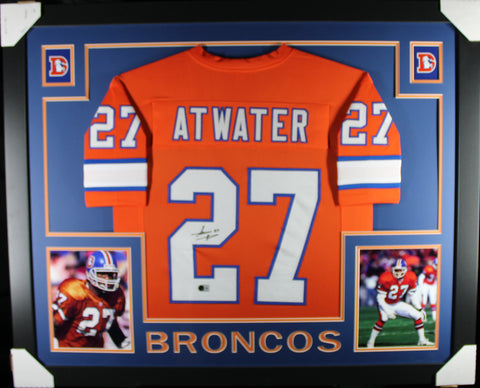 Steve Atwater framed autographed orange jersey "Skyline Style"