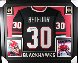 Ed Belfour framed autographed black jersey