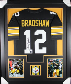 Terry Bradshaw framed autographed black jersey "Tower Style"