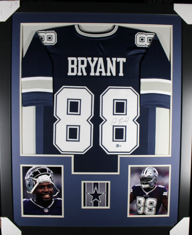 Dez Bryant framed autographed blue jersey "Tower Style"