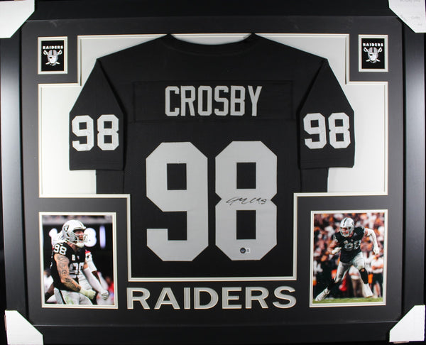Maxx Crosby framed autographed black jersey "Skyline Style"