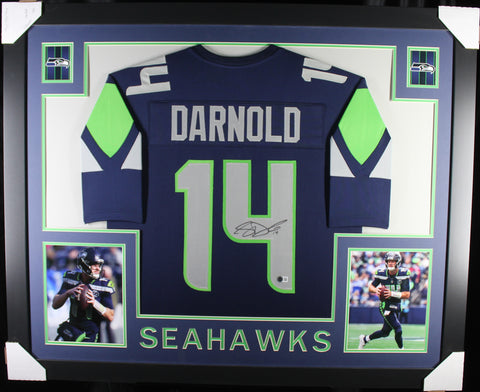Sam Darnold framed autographed blue jersey "Skyline Style"
