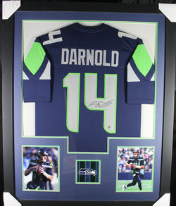Sam Darnold framed autographed blue jersey "Tower Style"