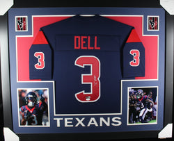 Tank Dell framed autographed blue jersey