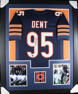 Richard Dent framed autographed blue jersey