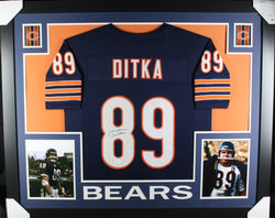 Mike Ditka framed autographed blue jersey