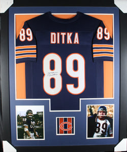 Mike Ditka framed autographed blue jersey