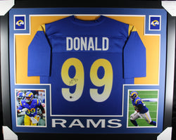 Aaron Donald framed autographed blue jersey